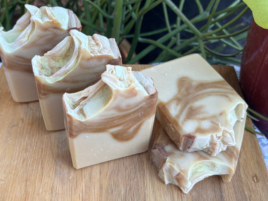 Egyptian Oak Moss Butter Bar Soap (colored with honey)